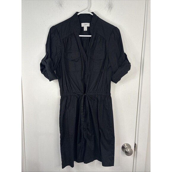 Loft Ann Taylor Woman's Sz 2 Dress Black Hidden Snaps Career Professional - Picture 1 of 9